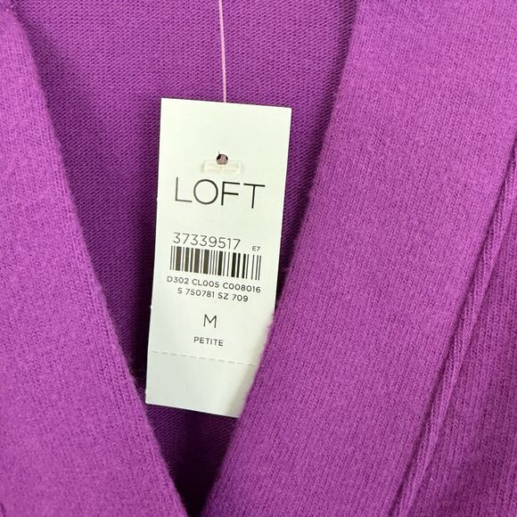 LOFT Women’s Split Neck Sweater Petite Sz MP Purple Long Sleeve Polyester Rayon - Picture 12 of 12